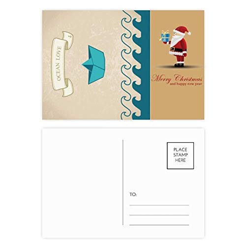 Carte postale pliable pour Noel et fêtes de fin d'année au thème mer
