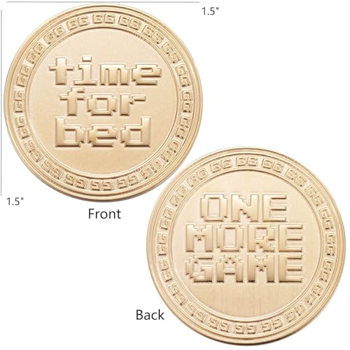 MIXJOY Funny Destiny Flip Coin for Gamers - Double Side One More Game, Time for Bed Decision Token, Stocking Stuffer for Gamer, Gaming Accessory, Play Game Enthusiasts Gift, Gold Plated Gaming Coin - Thumbnail 7
