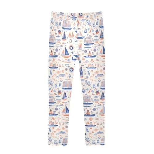 Cartoon Cute Hand Drawn Ocean Marine Kids Girl's Athletic Leggings Fashion Full Length Dance Pants Exercise