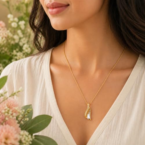 Image of RIDHVEE Anti-Tarnish Gold Plated Pendant Necklace for Women & Girls | Skin Friendly Lightweight Fashion Jewellery | Elegant Minimalist Chain Necklace & Gifting
