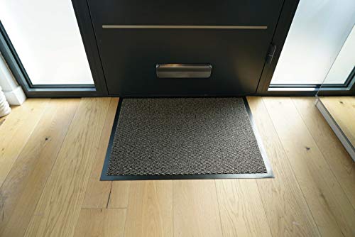 TrendMakers Dirt Stopper Carpet Runner 40cm x 60cm Light Beige/Black Rugs Barrier Mat Doormat Non-Slip Rubber Back For Home Hallway Office Kitchen Door Mats || POLYPROPYLENE PILE