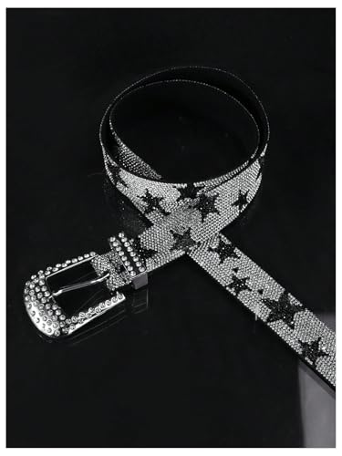 Men's Y2k Star Rhinestone Studded Belts Glitter Vintage Punk Waist Belts Street Accessories2