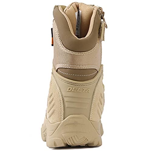 Men's Lace-Up&Side Zipper Mid Calf Combat Boots MilitaryTactical Boots Desert Boots Hiking Boots4