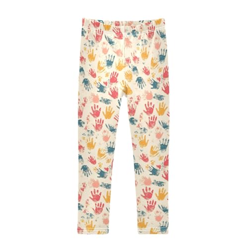 Hand Prints Girls Leggings,Workout Leggings for Girls Toddler Athletic Leggings Size for 3-10T