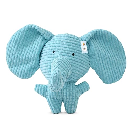 Foodie Puppies Elephant Plush Dog Toy with Big Ears – Soft Ribbed Fabric Squeaky Toy, Safe Bite-Friendly and Cuddly, Ideal for Indoor Play, Gentle Che
