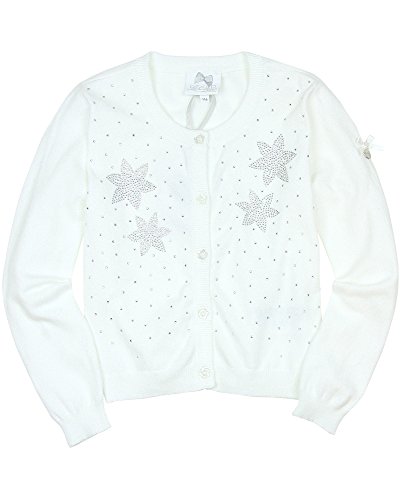 Le Chic Girl's Cardigan With Rhinestones in White, Sizes 4-14 - 14/164