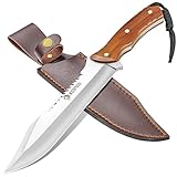 NedFoss 13.5" Machete Knife with Leather Sheath, Strong 8Cr14Mov Steel 0.22" Thick Blade Full Tang Kukri Machete for Cutting Trees Heavy Duty, Fixed Blade Knife for Yard Work Clearing Brush