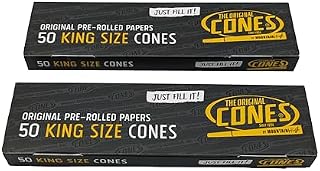 PreRolledCones 2 × 50 stożków do smokingu zwiniętych - King Size 109 mm - z Tip/Roach, czarny/biały, 2 × 50 sztuk) || 50 sztuk (2 sztuki)