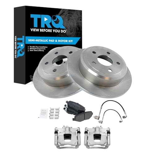 Image of TRQ Rear Brake Pad & Rotor Kit Semi-Metallic Compatible with 2007-2013 Jeep Wrangler