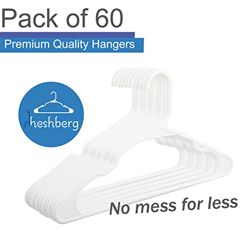 Heshberg Baby And Kids Hangers Plastic, Children's Clothes Closet Hanger Small, Ideal For Everyday Use, (White, 60 Pack) #TOP1