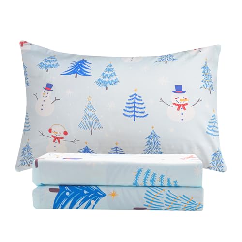 Vinogusto Christmas Twin Sheets Set - 3-Piece Cute Snowman