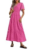 Photo Gallery rkk women s summer maxi dress short sleeve casual v neck hollow out eyelet a line long flowy beach vacation party dresses(rose,xs) Photo Gallery rkk women s summer maxi dress short sleeve casual v neck hollow out eyelet a line long flowy beach vacation party dresses(rose,xs)