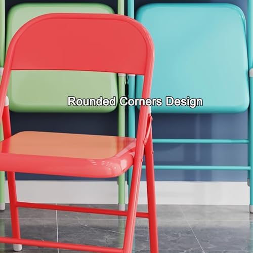 Portable Metal Folding Chairs 2 Pack - Steel Frame Foldable Chairs for Indoor Events, Office, Wedding - Multicolor (Pink, Size: 1 Handful)