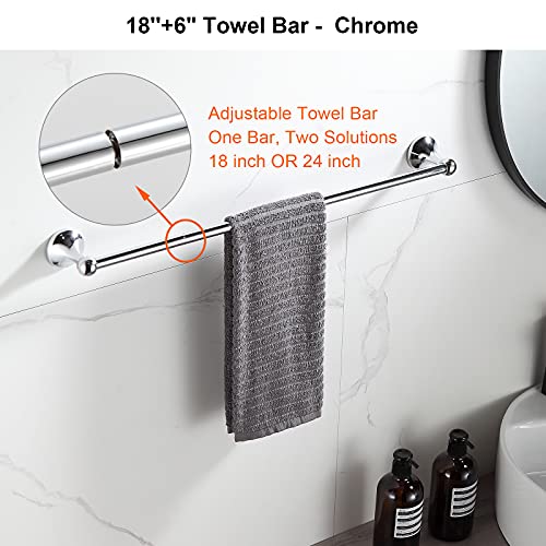 Bgl Bathroom Hardware Set, Chrome Adjustable Expandable Towel Bar 4-Piece Bathroom Accessory Set Wall Mounted Robe Hook Toilet Paper Holder Towel Ring Towel Bar #TOP1