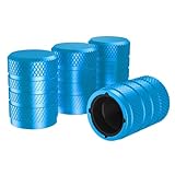 Sky-Blue Tire Valve Stem Caps Aluminum Air Valve Covers Universal Valve Stem Caps with Plastic Linner for Car Truck SUV Motorcycle Bike, Corrosion Resistant (4 Pack)