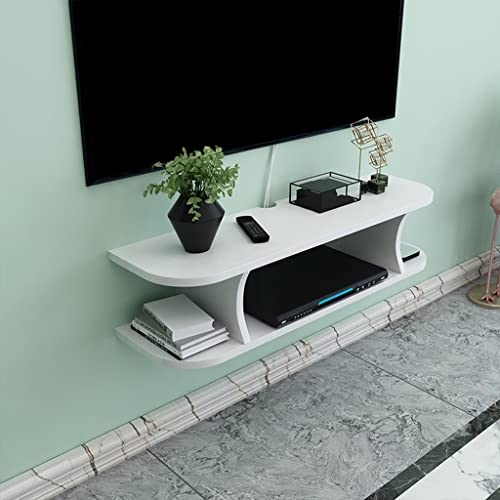 Meuble TV flottant moderne avec 3 étagères et câble – Meuble TV mural pour salon et chambre à coucher, 80 cm, disponible en noyer, rouge, blanc, gris