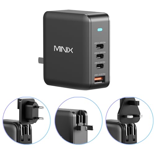 Image of MINIX 165W USB C Charger,GaN II Charger PD3.1 Max 140W,Turbo 4-Port Charging Adapter, Fast Charging Station, Compatible with MacBook Pro /iPad Air /iPhone15 14 13Pro Max /Galaxy S24 Ultra and More