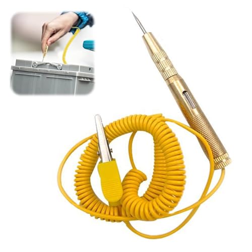 NIYATA Lampe Temoin 12V Mecanicien, Testeur de Circuit Electrique Voiture,Testeur Fusible 12V,Stylo Testeur de Tension,Fil à Ressort Rétractable, Feu Clignotant LED Bicolore, Conducteur en Cuivre Pur