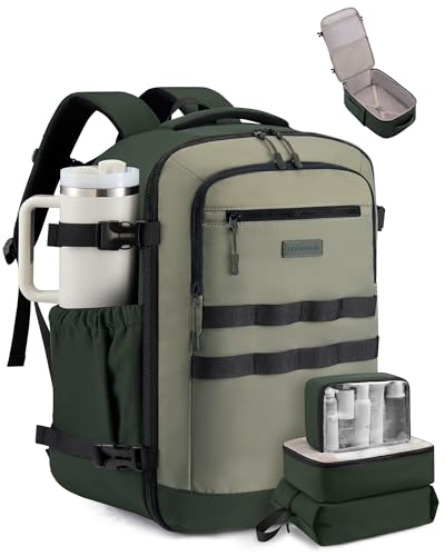 Image of LOVEVOOK 50L Travel Backpack for Women Men, Carry on Backpack for Airplanes | Airline Approved Personal Item Travel Bag Fit 17 Inch Laptop, Waterproof Travel Essentials Weekender Bag with 3 Packing Cubes