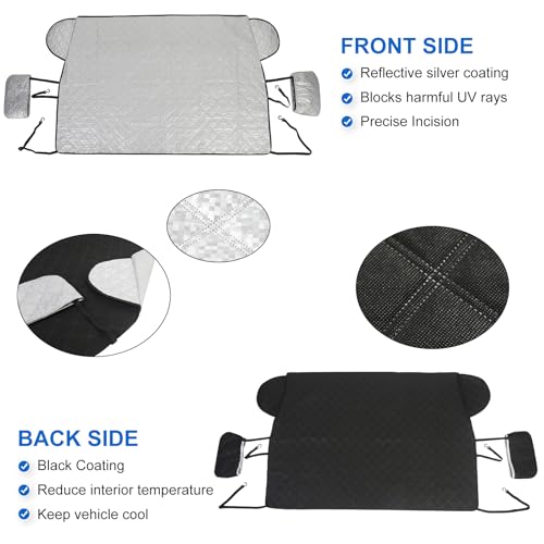 Image of Windshield Snow Cover Fit for Hummer H3 2005-2009, Front Windshield Cover for Ice and Snow, Auto Extra Thick Windshield Ice Cover Protects Windshield Wipers from Rain, Sun, Frost