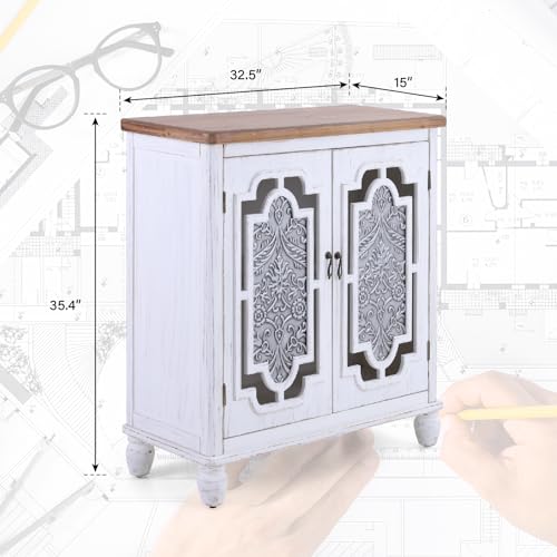 MAISON-ARTS-Accent-Cabinet-with-2-Doors-Farmhouse-Decorative-Storage-Cabinet-with-Solid-Wood-Frame-Legs-for-Living-Room-Entryway-Small-Sideboard-Buffet-Cabinet-Metal-Embossing-Pattern MAISON ARTS Accent Cabinet with 2 Doors Farmhouse Decorative Storage Cabinet with Solid Wood Frame Legs for Living Room Entryway Small Sideboard Buffet Cabinet Metal Embossing Pattern
