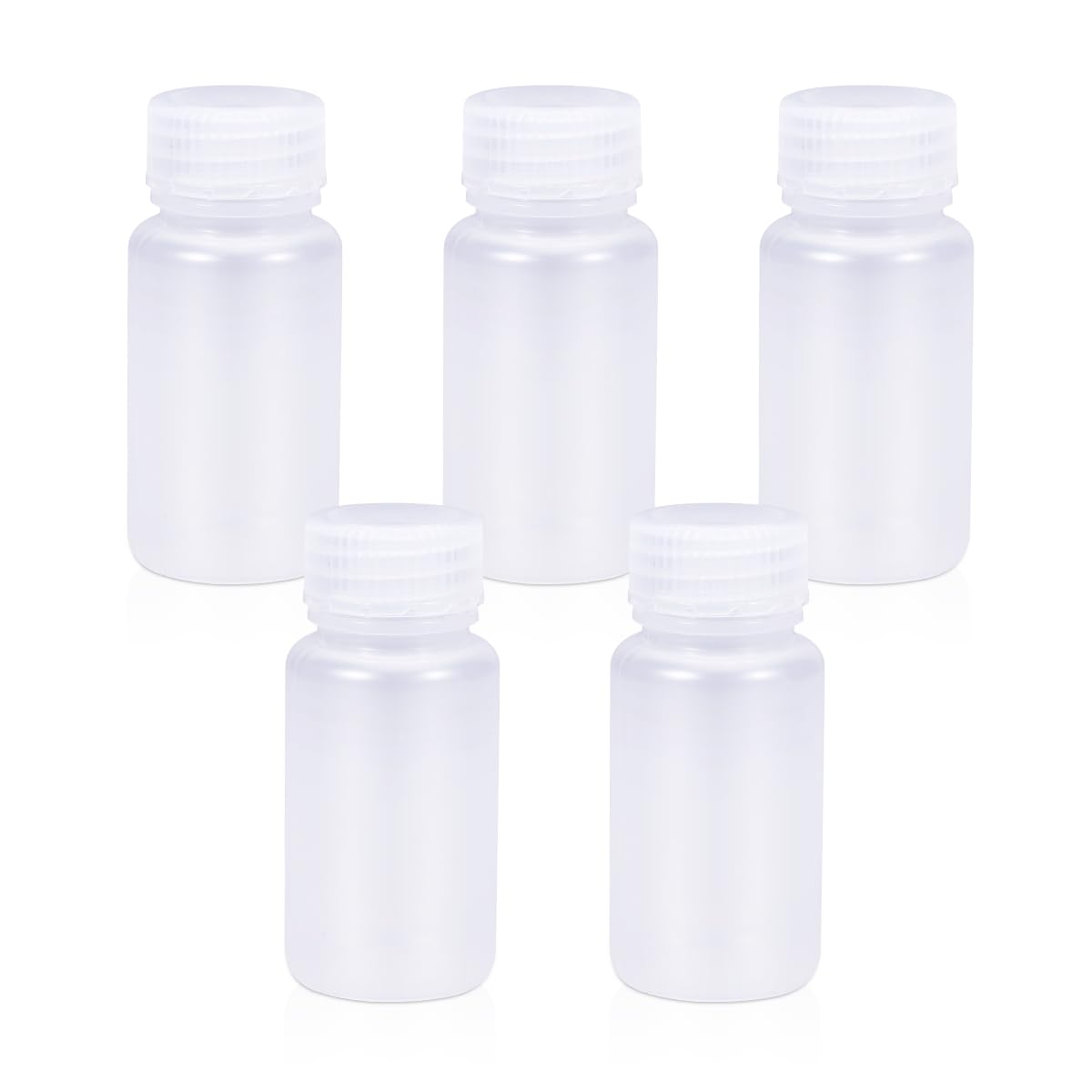 UMETASS 2 oz Wide Mouth Lab Reagent Container, Clear PP, Sealed Leak-proof, Pill & Water Sample Bottle (5 Pcs)