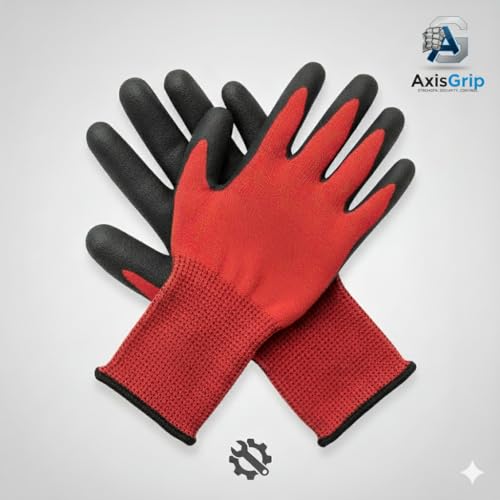 Image of Multipurpose Nylon Anti Cut PU Nitrile Coating Work Safety Gloves Black-Red Pair 2