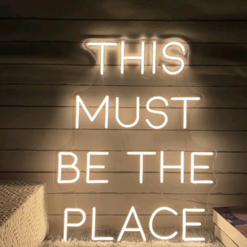 This Must Be The Place Neon Sign Custom Wedding Party LED Neon Light Bedroom Home Wall Art Decor Shop Bar Decoration Personalized Gift Size:20.5x16inches