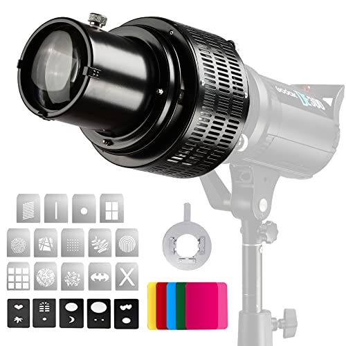 Soonpho Optischer LED Snoot Mit Bowens-Halterung - 35 GOBO Muster & 5 Farbfilter Für Studiofotografie