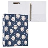 ALAZA Baseball Star Blue Sport 3 Ring Binder Holds of 200 Sheets Fits Letter Sized Paper D-Ring Organizer for School Home Work Office Supplies 2 Pack