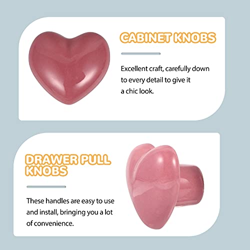 TOYANDONA 10 peças de puxadores de cerâmica em forma de coração, puxadores decorativos para móveis d