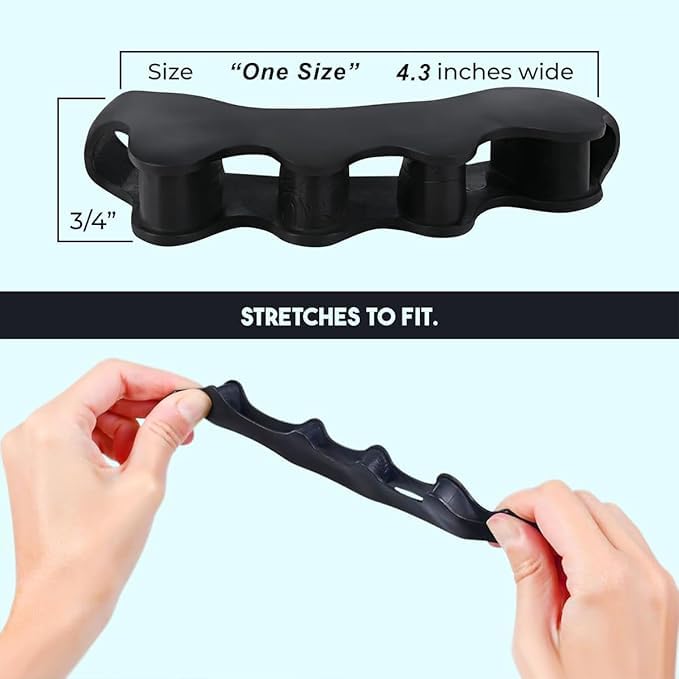 Image of Toe Separator for Feet Toe Spacers Correct Toes Yoga Silicone Hammer Toe Corrector for Women & Men Correct Toe Straighteners for Overlapping Toes (All Finger Toe Separator) (BLACK)