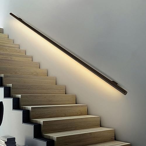 LED Handrails for Indoor Stairs, Illuminated Rustic Black Industrial Pipe Railing, 90° Corner Connector, Modern Handrail with LED Lighting for Enhanced Safety and Style