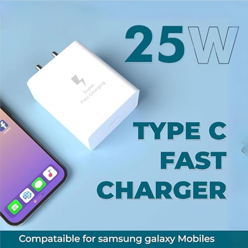 Image of Samsung Original 25W GaN Type-C Travel Adaptor Compatible with Samsung Galaxy S25,S24,S22, Plus /Ultra /FE /Edge /fold /Flip /A /M /F /Z, White