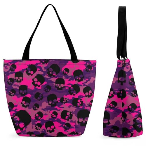 Sac à main crâne noir violet grand sac à bandoulière femme