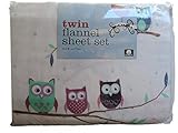 Divatex Home Fashions 100% Cotton Twin Flannel Sheet Set (Owl Design)