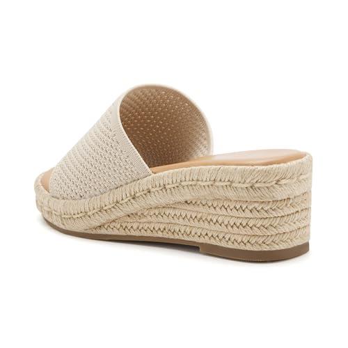 vodvob Women's Espadrilles Wedge Sandals Platform Slip On Slide Sandals Open Toe Bohemia Mules Summer Beach Casual Heels Sandals3