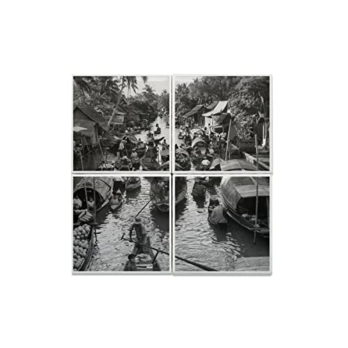 Carreaux céramique Bangkok 1950 vintage noir et blanc 40x40 cm