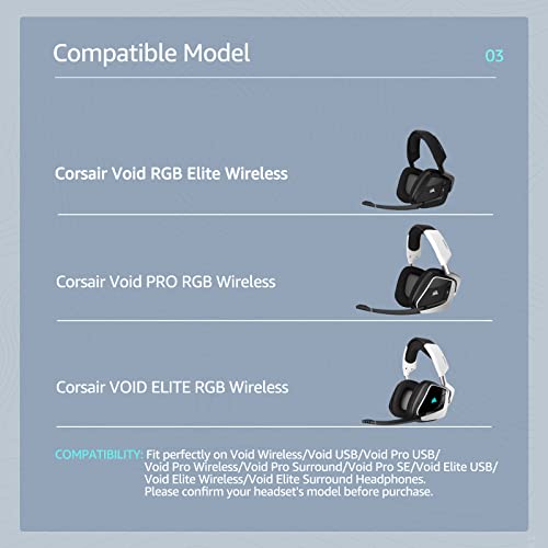 Almohadillas para auriculares Fabric Earpads para Corsair Void (Pro/Elite/V2/RGB/SE/USB) - Negro miniatura 2