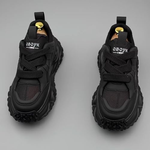 Y2K Fashionable Mesh Leather Platform Sneakers Women 2 Inch Lift Height Daily Comfort Casual Walking Breathable Lightweight Unique Sole Design4