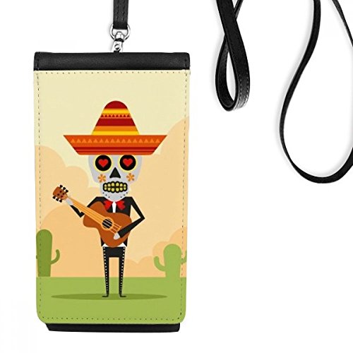 Sac bandoulière portable pour festival imprimé guitare et cactus du Mexique