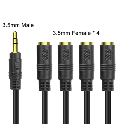 MEIRIYFA cable divisor 3.5mm 1 a 4 vías 30CM miniatura 6