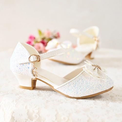 Kids Toddler Girls Rhinestone Bow Closed Toe Sandals Low Heel Ankle Strap Princess Shoes Wedding Party Dress Shoes4