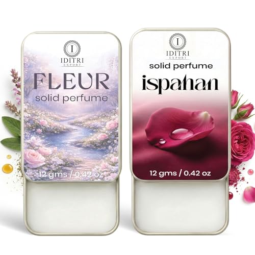 Image of Solid Perfume |Fleur&Ispahan Alcohol Free Wax Perfume Balm, Long Lasting | Pocket Tin 12g, Pack Of 2| Non Greasy Smooth Glide, Travel Friendly Men And Women