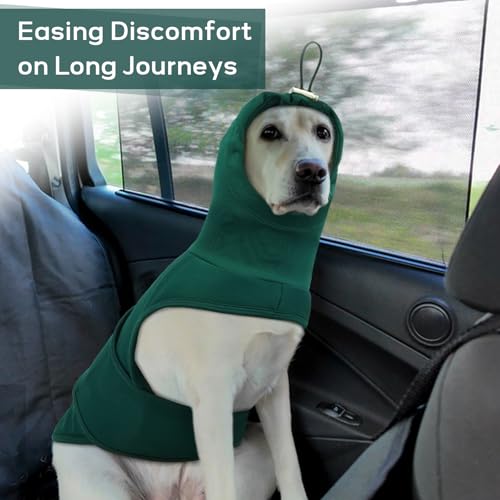 Hjumarayan Chaleco Antiestres para Perros, Chaleco Estirable Perro Ansiedad Chaleco Relajante Perro con Orejeras, Chaleco Antiestres Perros para Fuegos Artificiales, Tormentas, Verde Oscuro S