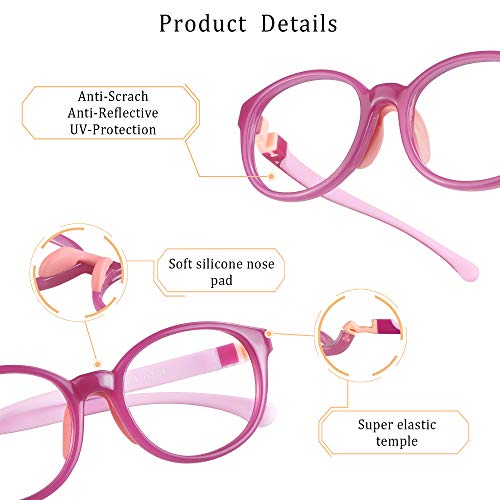 Image of LifeArt Kid Blue Light Blocking Glasses, Filter 85% of Harmful Blue Light, Anti Eyestrain and Blurry, Computer Glasses, Cut UV400 Anti Glare(Purple)