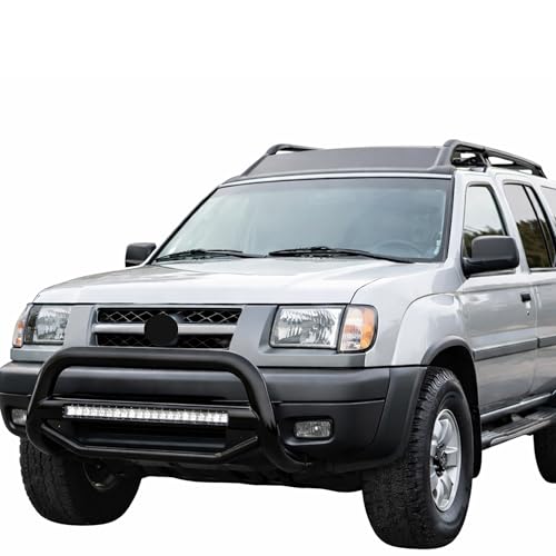 Image of Black Horse Off Road MAX Beacon Bull Bar No Skid Plate Black Compatible with 1998-2004 Nissan Frontier|2000-2004 Nissan Xterra-MAB-NIB1401B