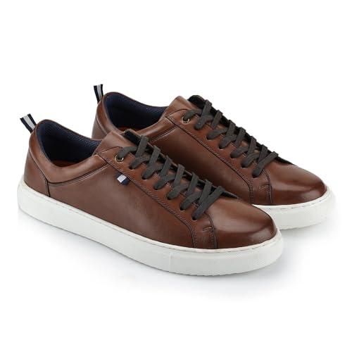 Silver Street London Hombres Holden Full Leather Upper Trainer Zapato con Suela Suave y Liviana, Marrón, 43 EU