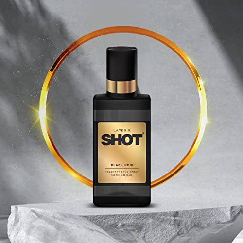 Image of Layer'r Shot Black Noir Fragrant Body Spray For Men -2 x130ml Each | Long Lasting & Skin-Friendly Premium Fragrance | Perfect For all occasions | For Men