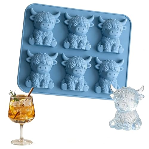 Molde de Hielo Mini Highland Cow 3D Silicona Blanca 6 Piezas miniatura 1